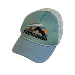 Patagonia Turquoise Foam Trucker Hat with Mountain Design - Adjustable